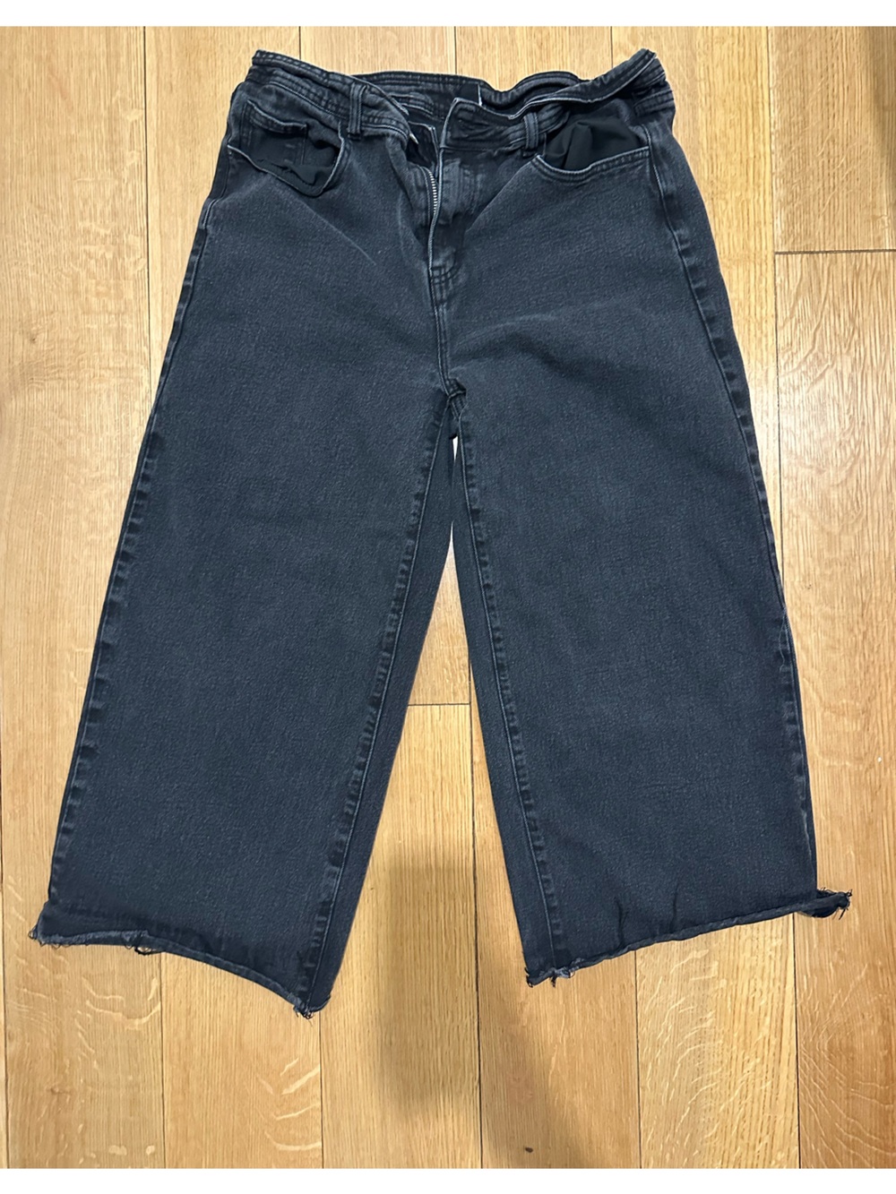 Cider Black High Waist Solid Zipper Wide Leg Jeans Size XL